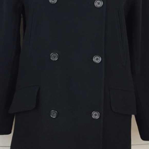 J. Crew Double Breasted Black Wool Blend Peacoat - Picture 3 of 8